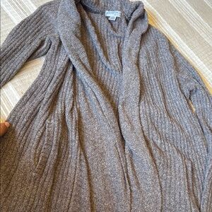 Barefoot Dreams Gray Cable Knit Cardigan Sweater